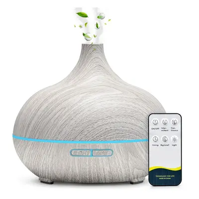 (white, EU) Aromatherapy Essential Oil Diffuser Wood Grain Remote Control Ultrasonic Air Humidif