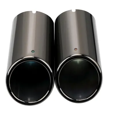 (black) 2pcs Auto Accessories Stainless Steel Car Exhaust Tip Muffler Pipe Cover For Vw Tiguan V