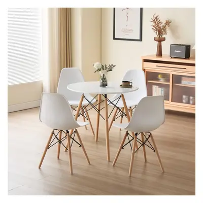 (With White Chairs) Piece Round Dining Set With White Top With Chairs in Black Grey Or White Wit