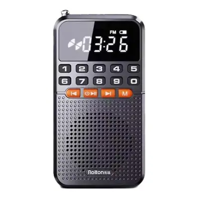 (black) Portable Pocket Radio Dual Antenna Radio Receiver Mini Bluetooth Speaker With Led Displa