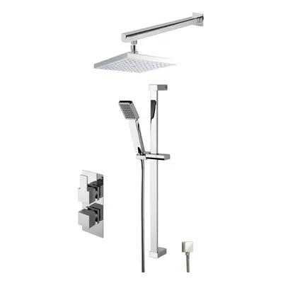 Ripple Concealed Square Twin Valve Shower Set - Chrome - Balterley