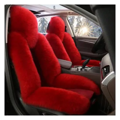 (red, Seat cushion sets of) 1pc New Sheepskin Fur Car Seat Cover Universal Wool Car Cushion Fron