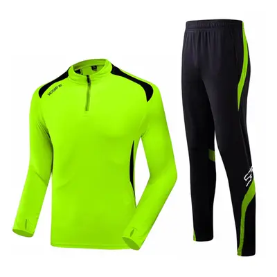 (green, M(150-160cm)) Long Sleeve Football Training Suit Fall/Winter Sports Set For Adult & Kids