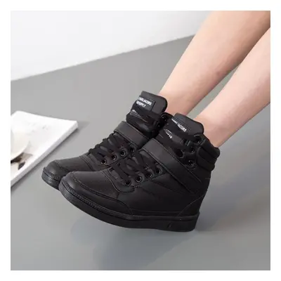 (black, 40) Women&apos;s Outdoor Sports Shoes Lady Students Casual Ankle Boots Increased Wedges 