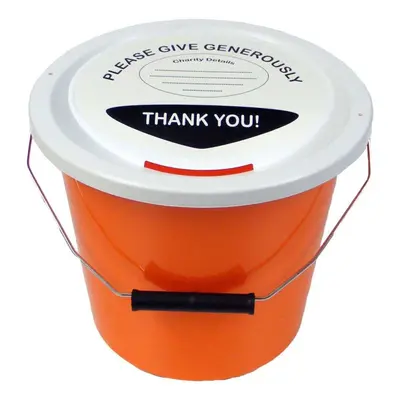 6 Charity Money Collection Buckets Litres - Orange