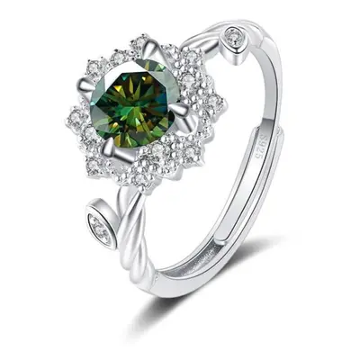 (dark green, 1ct adjustable) Bague Ringen Round 8h8a Vvs D Color 1ct Moissanite Ring S925 Sterli