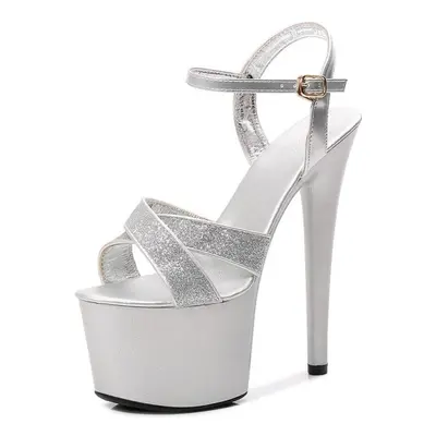 (silver, 40) Women&apos;s Wedding Stiletto Sandals Summer Super Heels Stiletto Waterproof Sandal