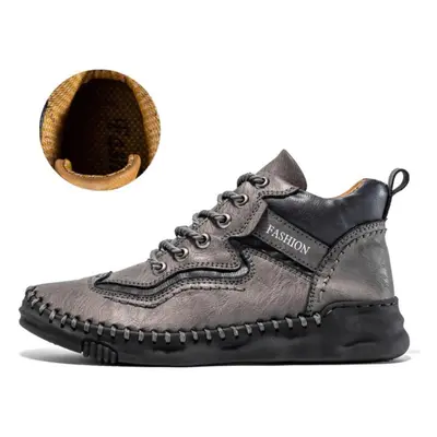 (grey, 44) Fall And Winter Men&apos;s Boots Comfortable Men&apos;s Ankle Boots Casual Moccasins