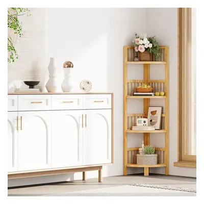 (4 Tier ) Bamboo Corner Shelves Free Standing Shelf