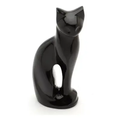 Urns UK Pet Cremation Memorial Urn Cat, Black 9.5"