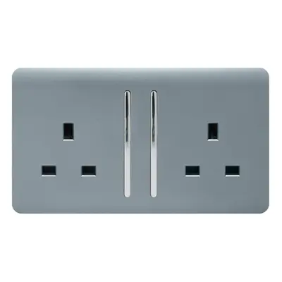 Trendi Gang Artistic Modern Glossy Amp Switched Plug Socket Cool Grey (3 Pack)