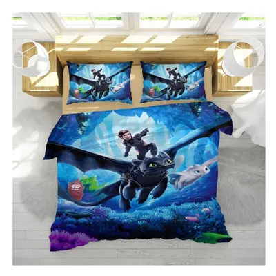 (Couples, Double?3pc?) How To Train Your Dragon Design Bedding Set 2PC/3PC Of Duvet Cover & Pill