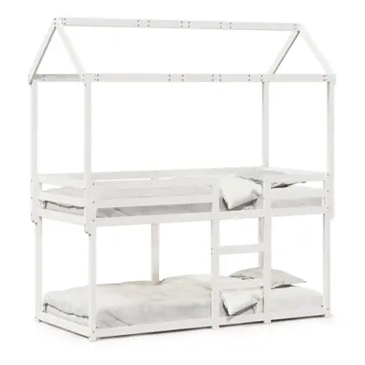 (white, x cm) vidaXL Bunk Bed with Roof Bed Frame Kids Twin Sleeper 90x190cm Solid Wood Pine