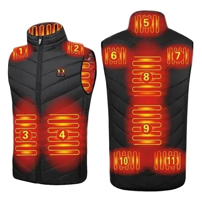 (11 Heating Zones-Black, XXL) Heated Body Warmer Ladies Men Heated Vests Heating Jacket With Usb