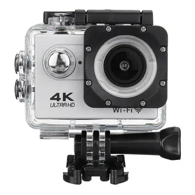 (Silver) Action Camera WiFi 4K Sports Camera Ultra HD 30M Wide Angle Waterproof DV Camcorder wit