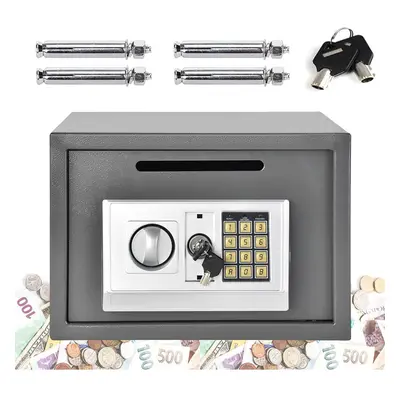 (Grey, 16L(250*350*250 With a Slot)) 4.6L/8.5L/16L Digital Steel Safes Security Box Office Cash 