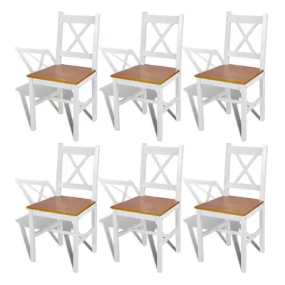 6 pcs White and Natural Colour Wood Dinning Chair