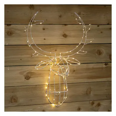 70cm Festive Christmas Indoor Outdoor Twinkling LED Reindeer Head in Warm White