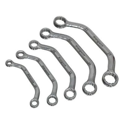 5pc Obstruction Spanner Set - Offset Angled Point Metric Bi-Hex Ring Wrench