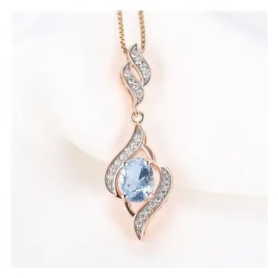 (as the picture, 45cm) Sterling Silver Rose Gold Plated Pendant Necklaces Jewelry For Women Blue