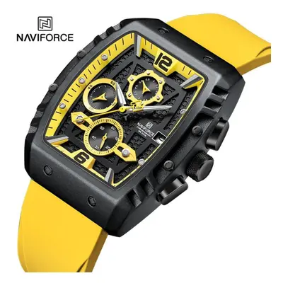 (Yellow, 260mm) NAVIFORCE Watch Men Original Waterproof Sports Quartz Chronoaraph Wirstwatch NF8