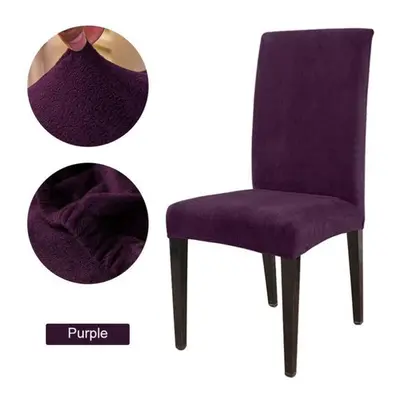 (plum, 6PCS) Nordic Style Flannel Elastic Anti -dirty Chair Cover Spandex For Hotel Home Party W