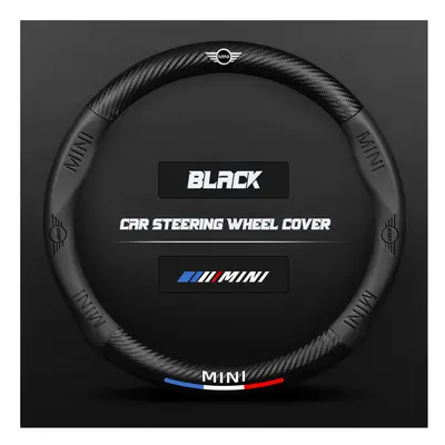 (O Black) Carbon Fiber Auto Steering Wheel Cover for Mini One JCW Countryman Cooper F55 F56 R60 