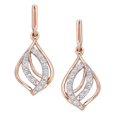 Jewelco London 9ct Rose Gold Round 5pts Diamond Teardrop Drop Earrings - DE1AXL622R