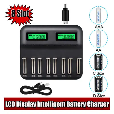 LCD Universal Battery Charger for AA AAA C D Rechargeable Batteries Multiple Battery Charger wit