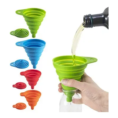 4-Pcs-Funnel-Collapsible-Set-Silicone-Filling-Small-Bottles, Hasgard Upgraded Foldable Funnels, 