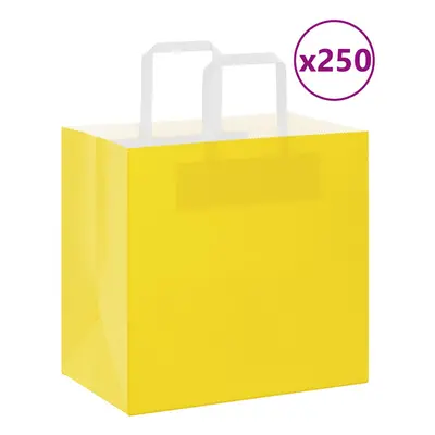 (yellow, x x cm/ pcs) vidaXL Paper Bags pcs with Handles White 21x11x28 cm Paper Grocery Bag