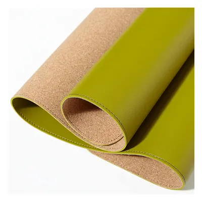 (Olive Green) 90*43cm Cork Double-sided Use Mouse Pad Rollable PU Leather Anti-scratch Desk Mat 