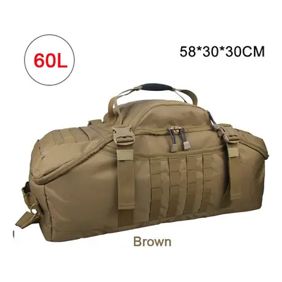 (60L Brown) Men Army Sport Gym Bag Military Tactical Waterproof Backpack Molle Camping Backpacks