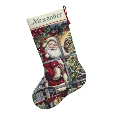 Dimensions Gold Collection Counted Cross Stitch Kit 16" Long-Candy Cane Santa Stocking (16 Count