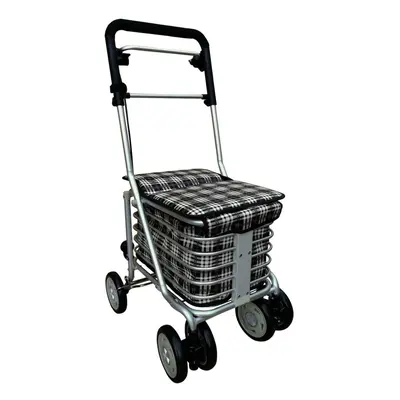 4 Wheel Sit & Go Shopping Trolley Handle Height & Hand Break