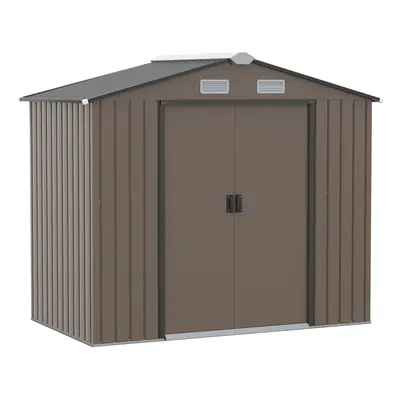 Outsunny Garden Shed Storage Unit w/ Locking Door Foundation Vent Brown