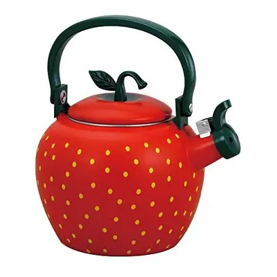 Upware Enamel On Steel Whistling Tea Kettle, Stovetop Teakettle (2.3 Quart, Strawberry)