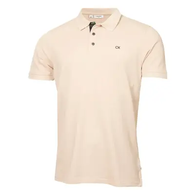 (S, Stone Camo) Calvin Klein Mens Campus Button Ribbed Collar Golf Polo Shirt