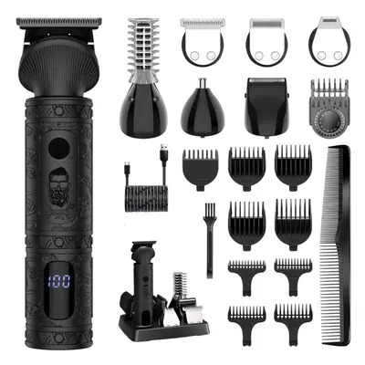 (black) Scttomon Professional Hair Clipper Beard Trimmer Zero Gapped T-blade Trimmer Electric Sh