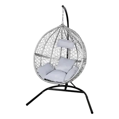 Egg Chair Rattan Hanging Swing Bench Garden Patio Outdoor Indoor | with Cushions