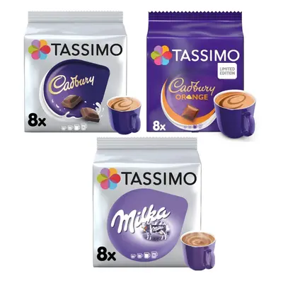 Hot Chocolate Selection - Cadbury/Milka/Cadbury Orange Pods (Pack of 3, Total Capsules)