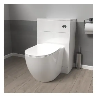 Nes Home 500mm WC Unit & D Shape Rimless Round Back To Wall Toilet With Cistern