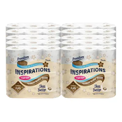 Freedom Inspirations Luxury 3Ply Quilted Shea Butter Scented Hygiene Bulk Toilet Tissue Paper Ro