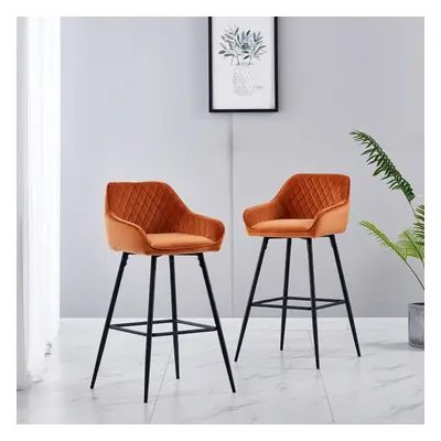 (Orange(Velvet), Bar Stools) Bar Stool Breakfast High Counter Chair Pub Kitchen