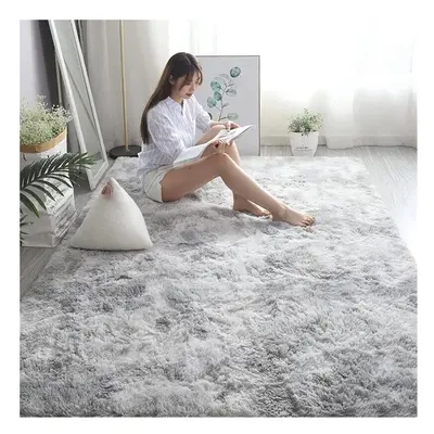 (160cm x 230cm (5ft 4" x 7ft 8")., Silver Tye Dye) Non Slip Rug Area Rug Living Room Bed Room