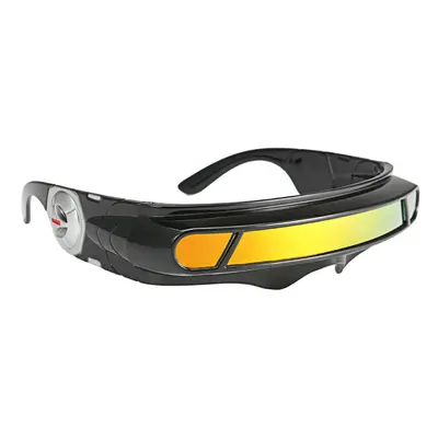 (Red) Sunglasses Mirrored Narrow Lens Wrap Visor Robot Costume