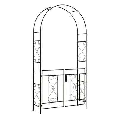 Outsunny Metal Garden Arch with Double Gate, Garden Arbor Climbing Plants