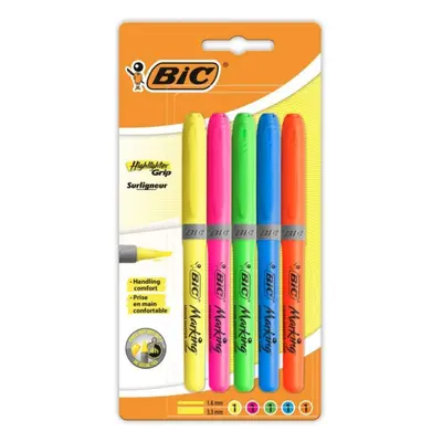 BiC Highlighter Grip Highlighter Pens with Chisel Tip Long-Lasting Ideal for School and Office A