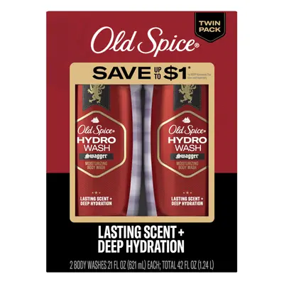 Old Spice Body Wash for Men Moisturizing Hydro Wash Swagger Scent oz Two Pack