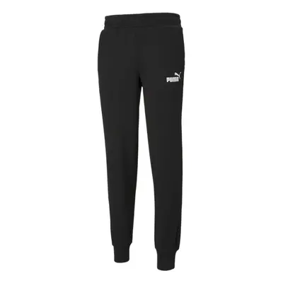 PUMA Men's Essentials+ Logo Fleece Sweatpants Cotton Black/White Med